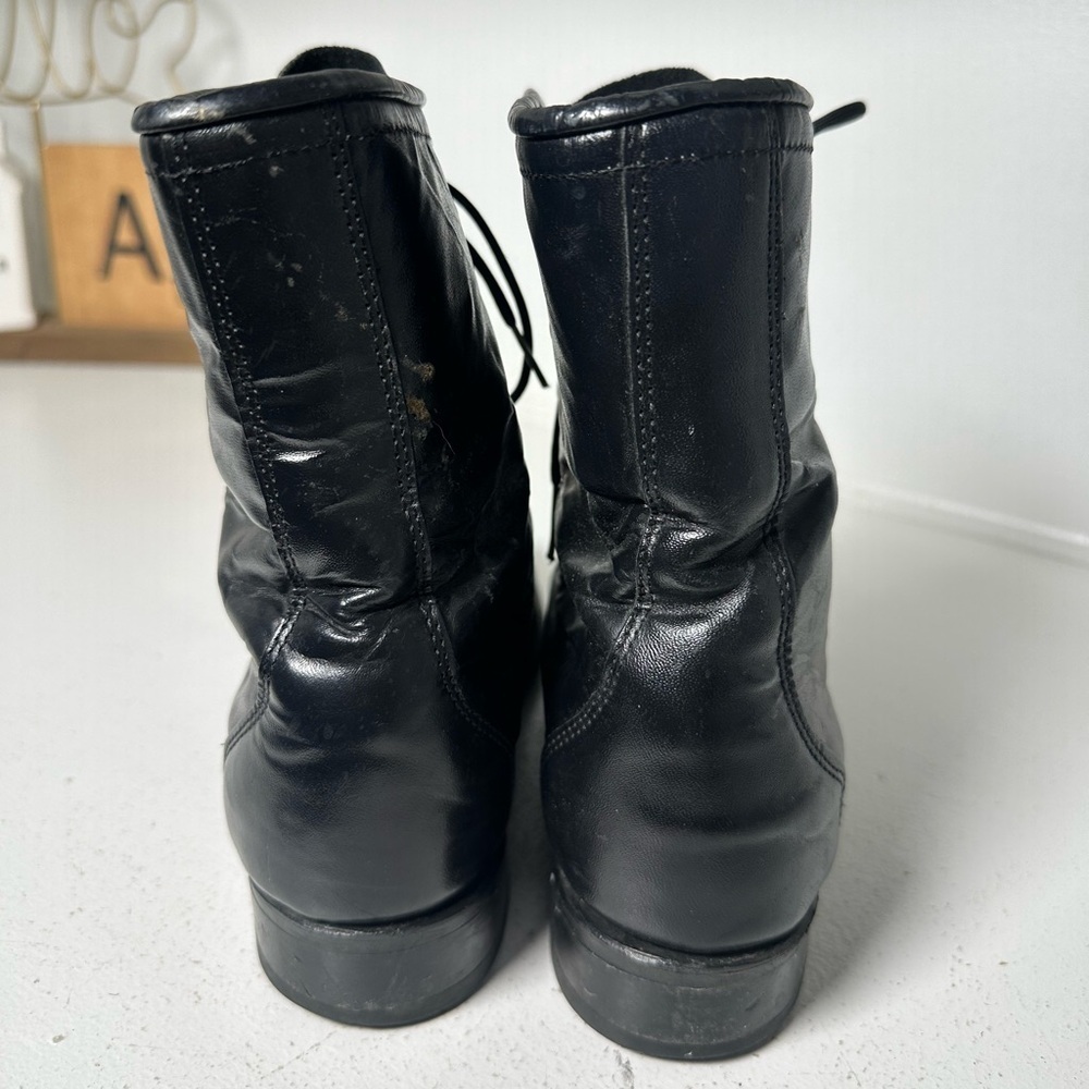 Vintage Laredo Womens 7 Black Leather Lace Up Kiltie Western Boots - Picture 5 of 8